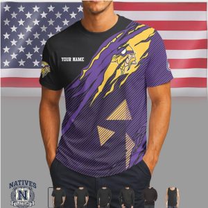Minnesota Vikings Custom Name NFL Tear Design Graphic T Shirt