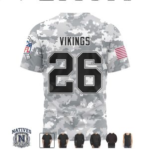 Minnesota Vikings Custom Name Number Digital Camo Salute To Service T Shirt