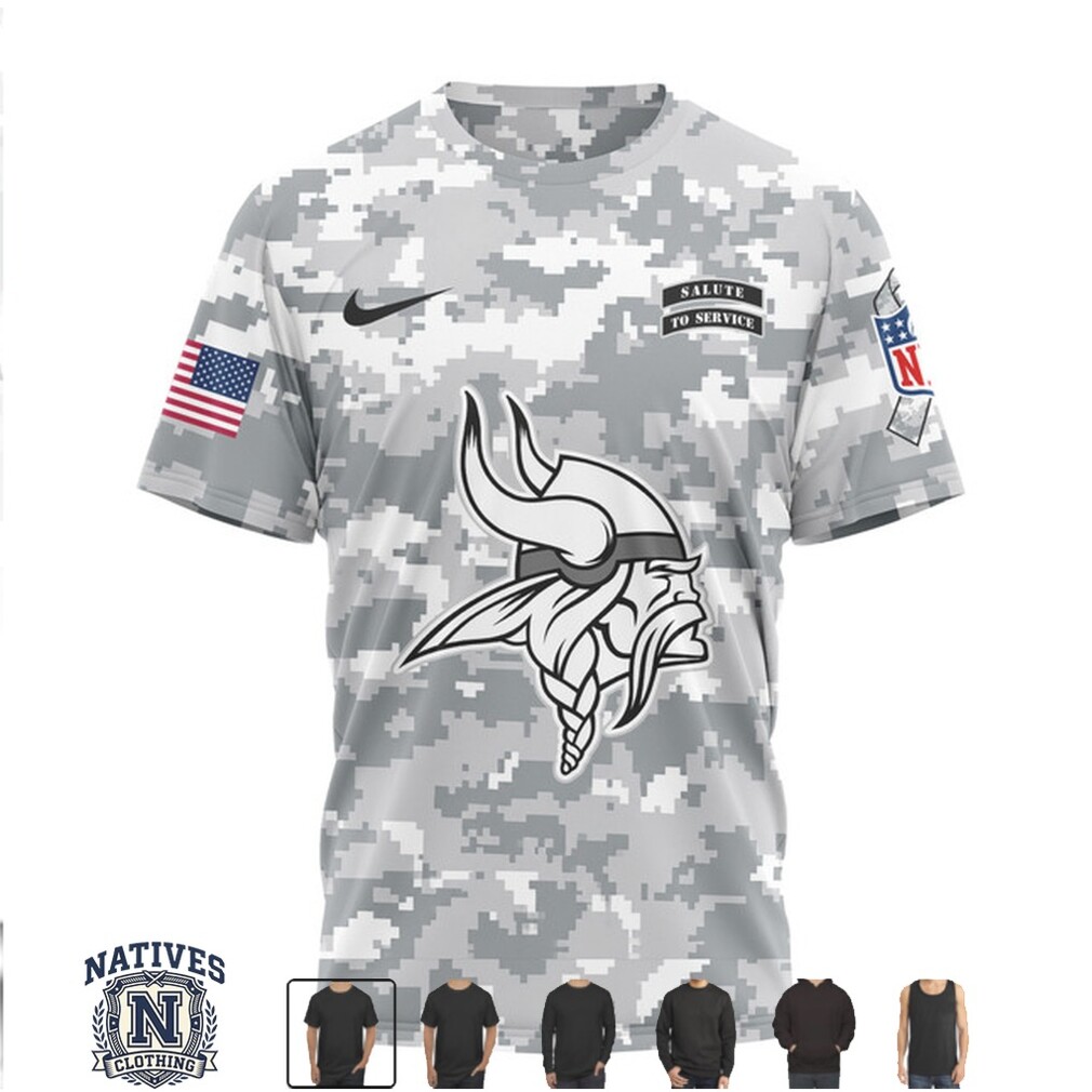 Minnesota Vikings Custom Name Number Digital Camo Salute To Service T Shirt Minnesota Vikings Custom Name Number Digital Camo Salute To Service T Shirt