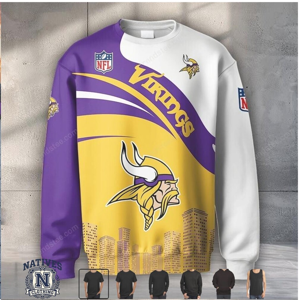 Minnesota Vikings Mascot City Skyline Sweatshirt Hoodie Minnesota Vikings Mascot City Skyline Sweatshirt Hoodie