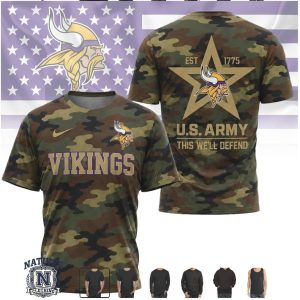 Minnesota Vikings U.S. Army Camo Salute to Service T Shirt