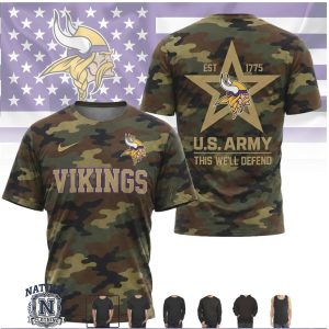 Minnesota Vikings U.S. Army Camo Salute to Service T Shirt
