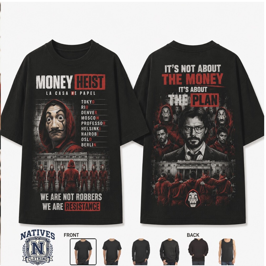 Money Heist Resistance Plan Tokyo Character Graphic T Shirt Money Heist Resistance Plan Tokyo Character Graphic T Shirt