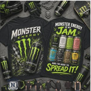 Monster Energy Drink Motocross Cans Flavor Jam Casual Graphic T Shirt