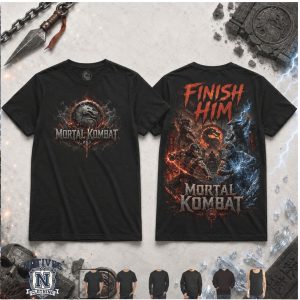 Mortal Kombat Finish Him Retro Arcade Gaming Action T Shirt