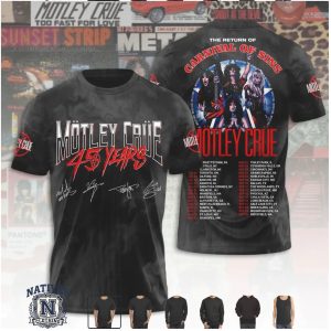 Motley Crue 45 Years Carnival Of Sins Tour Signatures T Shirt