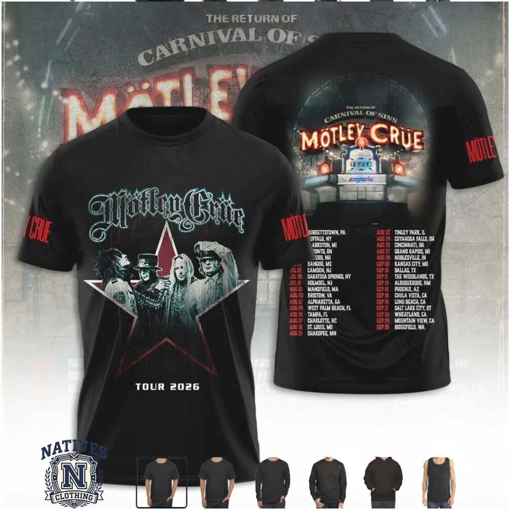 Motley Crue Carniva Of Sins Tour 2026 Rock Band T Shirt Motley Crue Carniva Of Sins Tour 2026 Rock Band T Shirt