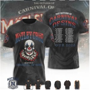 Motley Crue Carnival Of Sins Tour 2026 Evil Clown Rock T Shirt