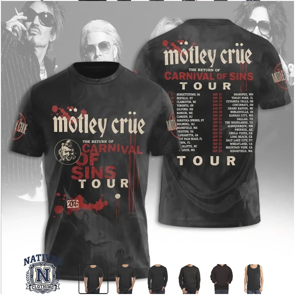 Motley Crue Carnival Of Sins Tour Dates Blood Concert T Shirt Motley Crue Carnival Of Sins Tour Dates Blood Concert T Shirt