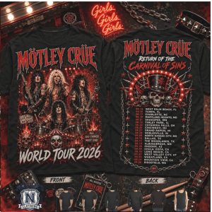 Motley Crue Carnival Of Sins World Tour 2026 Heavy Metal T Shirt