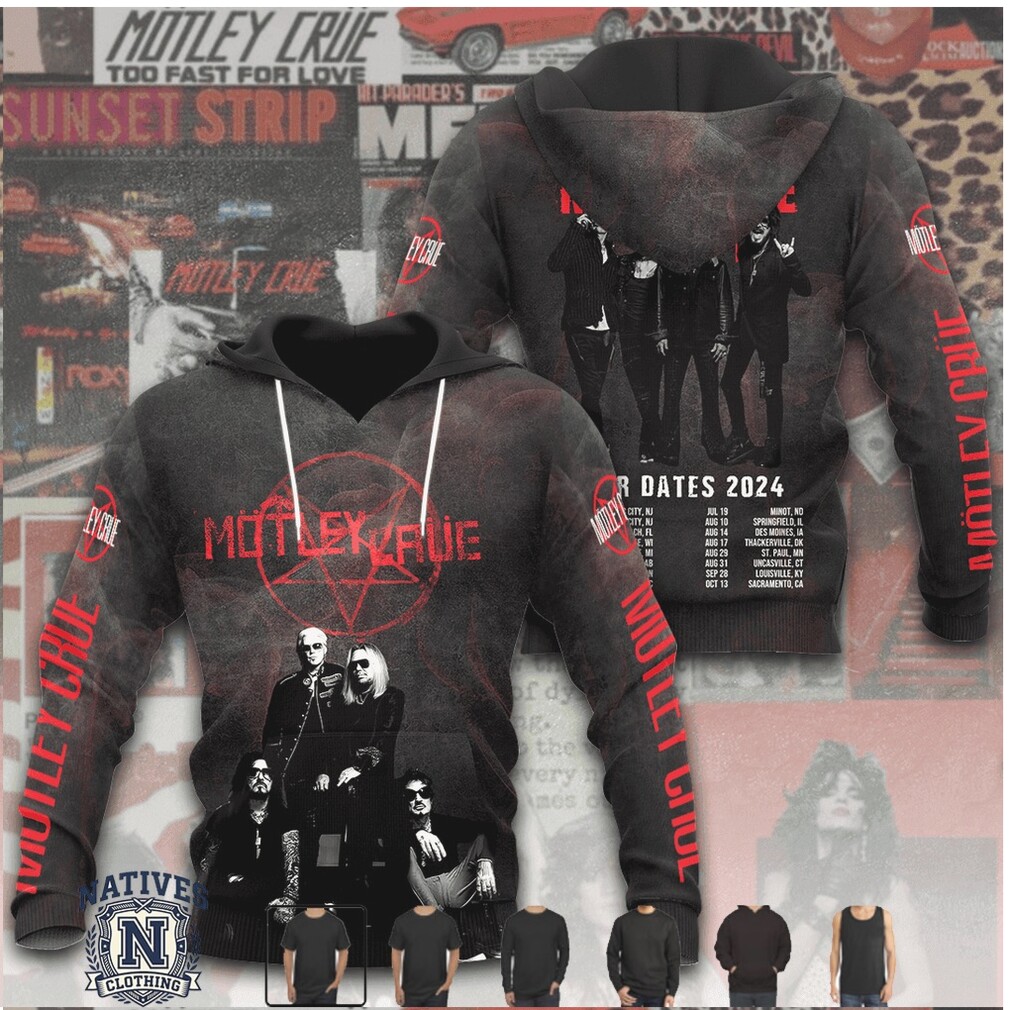 Motley Crue Tour Dates 2024 Rock Band Concert Graphic T Shirt Motley Crue Tour Dates 2024 Rock Band Concert Graphic T Shirt