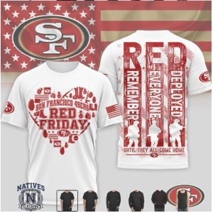 San Francisco 49ers Red Friday Military Heart Remember Everyone Deployed T Shirt