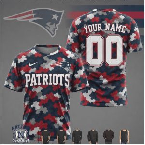 New England Patriots Camo Custom Name Number Performance T Shirt