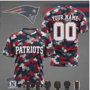 New England Patriots Camo Custom Name Number Performance T Shirt