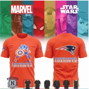 New England Patriots Marvel Avengers Captain America Orange T Shirt