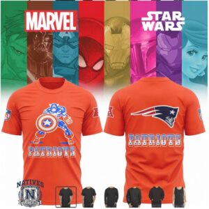 New England Patriots Marvel Avengers Captain America Orange T Shirt