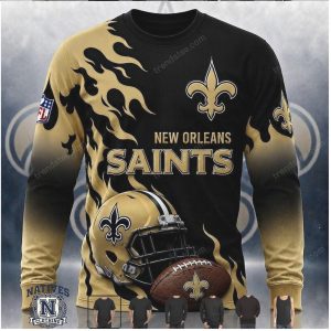 New Orleans Saints Football Helmet Flame Design T Shirt