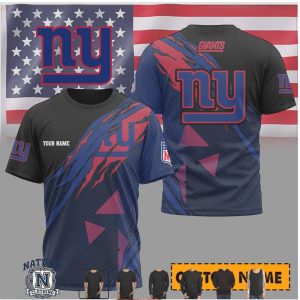 New York Giants Custom Name Ripped Style Performance T Shirt