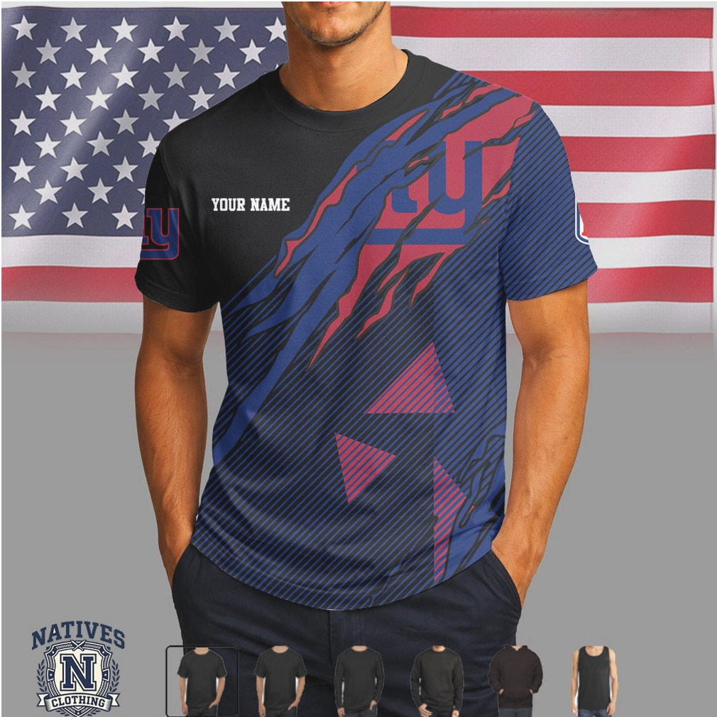 New York Giants Custom Name Ripped Style Performance T Shirt New York Giants Custom Name Ripped Style Performance T Shirt