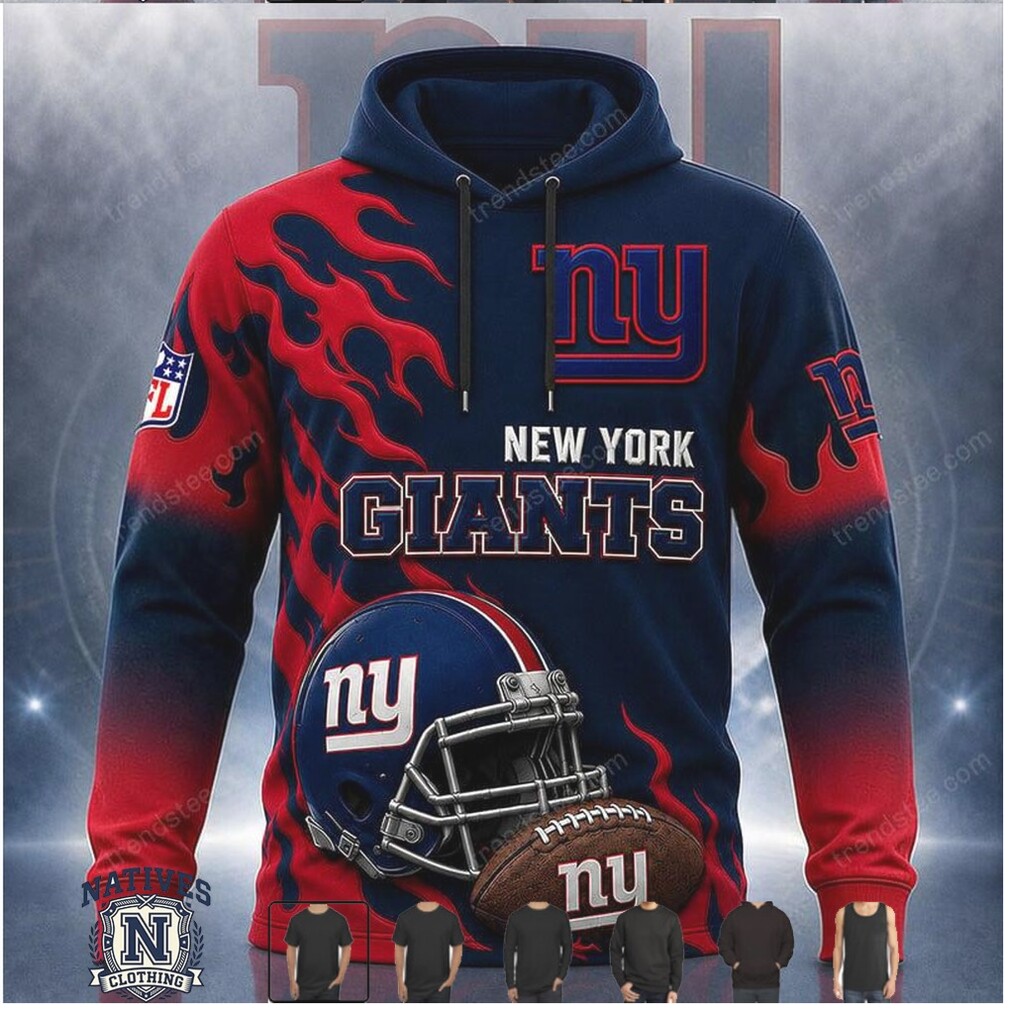 New York Giants Helmet Fire Flame Graphic Hoodie New York Giants Helmet Fire Flame Graphic Hoodie