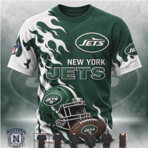 New York Jets Football Helmet Flame Design Hoodie