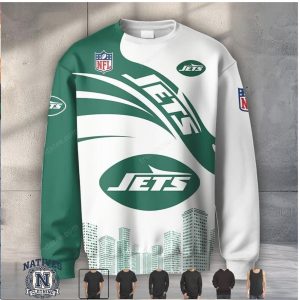 New York Jets Logo Graphic Skyline Apparel Hoodie T Shirt