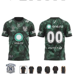 New Zealand Warriors NRL Fern Pattern Jersey T Shirt