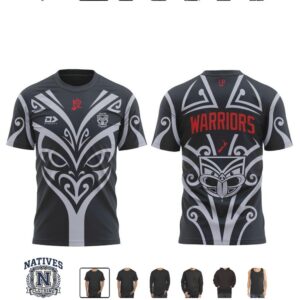 New Zealand Warriors Tribal Pattern Rugby Jersey T Shirt