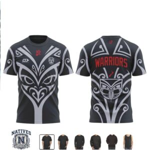 New Zealand Warriors Tribal Pattern Rugby Jersey T Shirt