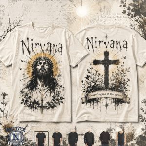 Nirvana Christian Faith Cross Floral Jesus Graphic T Shirt