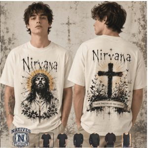 Nirvana Christian Faith Cross Floral Jesus Graphic T Shirt