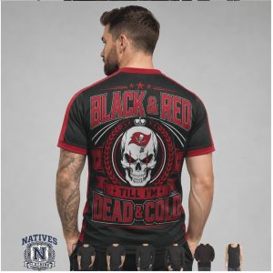 Tampa Bay Buccaneers Skull Skeleton Black And Red Graphic T Shirt