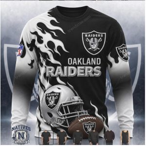 Oakland Raiders Football Helmet Flame Graphic Hoodie