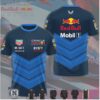 Oracle Red Bull Racing Bull Logo Blue Striped Motorsport T Shirt Oracle Red Bull Racing Bull Logo Blue Striped Motorsport T Shirt