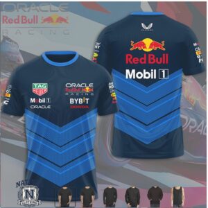 Oracle Red Bull Racing Bull Logo Blue Chevron Pattern T Shirt