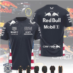 Oracle Red Bull Racing Bull Logo Red White Side Stripes T Shirt