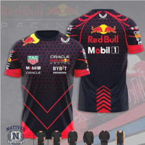 Oracle Red Bull Racing Red Honeycomb Chevron Pattern T Shirt