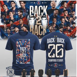 PSG Back To Back 26 Champions D Europe Soccer T Shirt