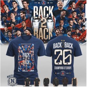 PSG Back To Back 26 Champions D Europe Soccer T Shirt