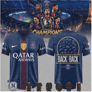 PSG Back To Back Champions 2026 Soccer Jersey T Shirt