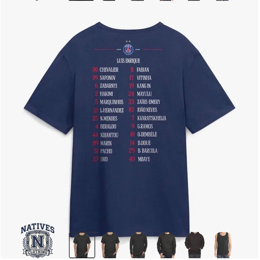 PSG Together We Win Again 2026 Team Roster Soccer T Shirt PSG Together We Win Again 2026 Team Roster Soccer T Shirt