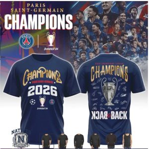 Paris Saint Germain Champions 2026 Back To Back Soccer T Shirt