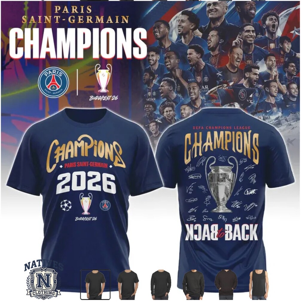 Paris Saint Germain Champions 2026 Back To Back Soccer T Shirt Paris Saint Germain Champions 2026 Back To Back Soccer T Shirt