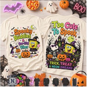 Peanuts Spongebob Squarepants Too Cute To Spook Halloween T Shirt