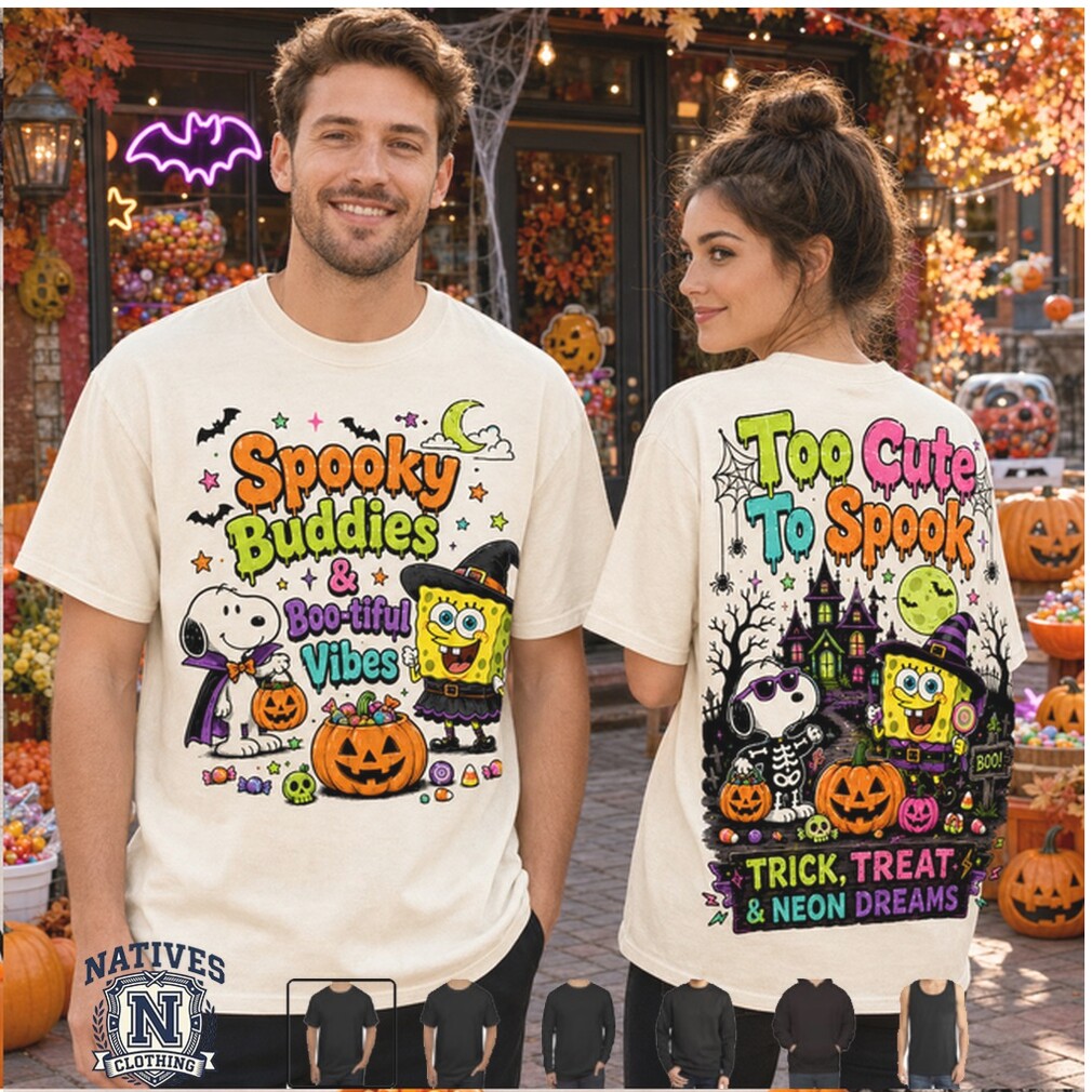 Peanuts Spongebob Squarepants Too Cute To Spook Halloween T Shirt Peanuts Spongebob Squarepants Too Cute To Spook Halloween T Shirt