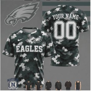 Philadelphia Eagles Camo Custom Name Number Performance T Shirt