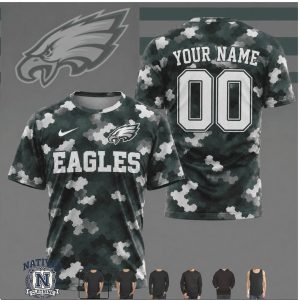 Philadelphia Eagles Camo Custom Name Number Performance T Shirt