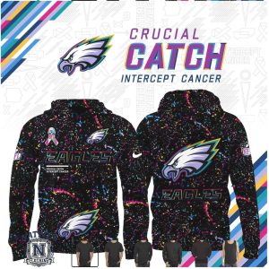 Philadelphia Eagles Crucial Catch Cancer Paint Splatter T Shirt