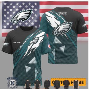Philadelphia Eagles Custom Name Ripped Style Performance T Shirt