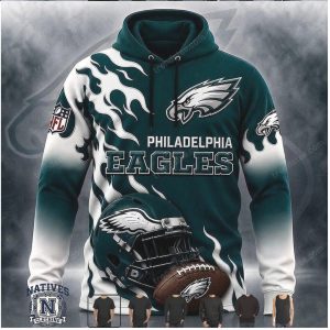 Philadelphia Eagles Helmet Flame Graphic Hoodie